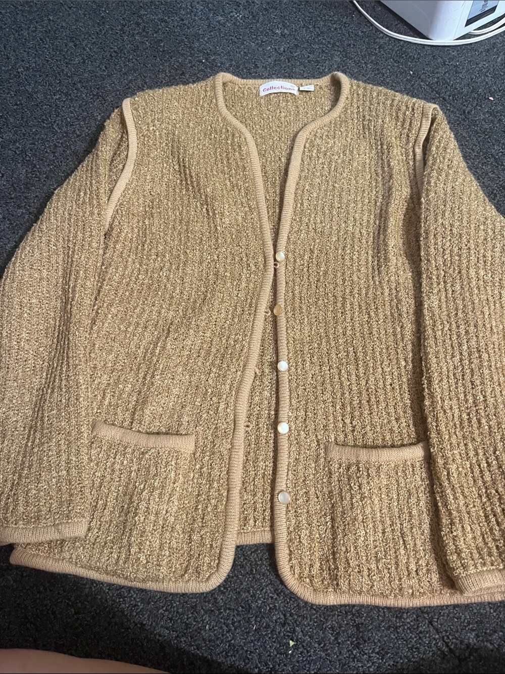 Recollections Tan Textured Button-Front Cardigan